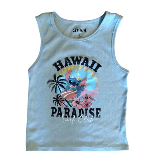 DISNEY STITCH Hawaii Paradise Surf Club Ribbed Crop Tank Top Medium - Picture 3 of 9